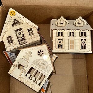 Wooden Christmas Village Set of 3